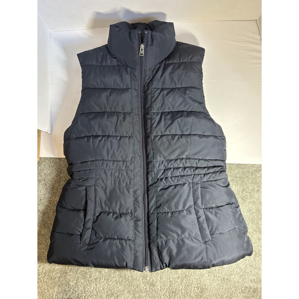 Hollister Women’s Medium Black Puffer Vest Sherpa Fleece Lined Full Zip M